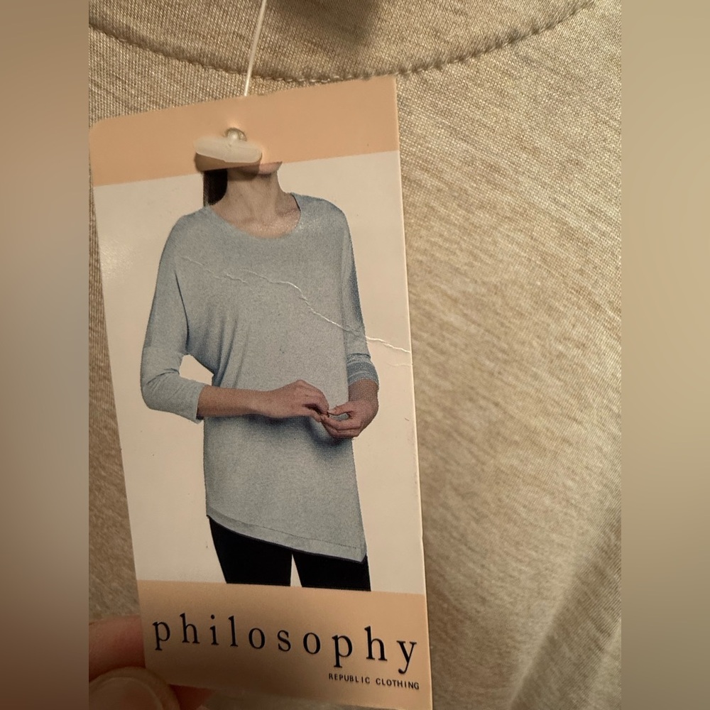 Philosophy Asymmetrical Hem Top Wheatfield Heather Size L NWT